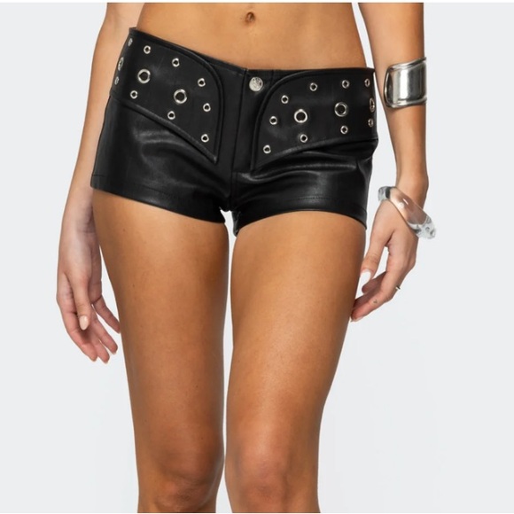Edikted Pants - Edikted Black Studded Micro Shorts